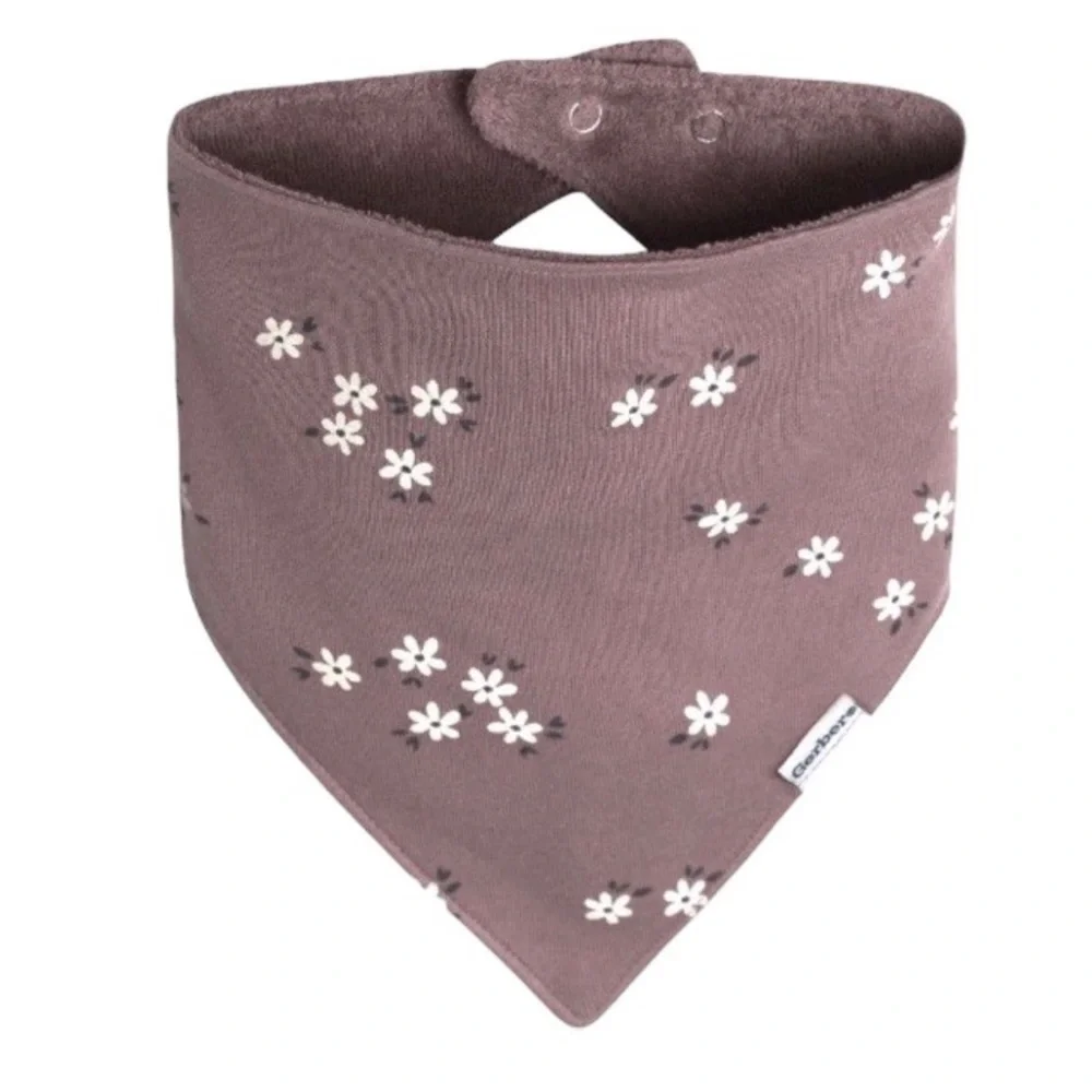 NWT Modern Moment by Gerber Baby girls Bandana Bib purple Floral organic infant